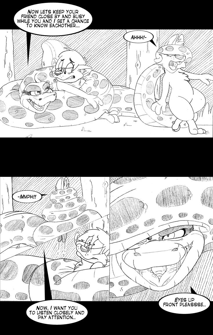 anthro buckteeth coiling dialogue feral forked_tongue group limbless long_ears male male/male open_mouth plant scales simple_background size_difference speech_bubble tail teeth text tongue tree trio tacokurt sol_(tacokurt) anaconda boa_(snake) boinae mammal reptile scalie snake 2012 comic digital_media_(artwork) english_text monochrome