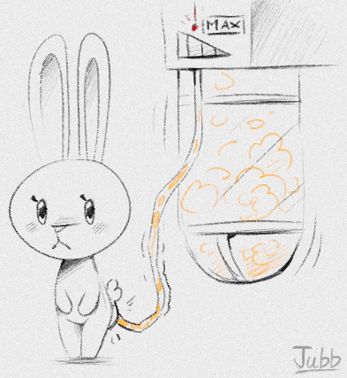 ambiguous_gender anthro blush blush_lines chibi container fart fart_cloud fart_tubes gas_tank orange_fart_cloud rabbit_ears scut_tail short_tail simple_background solo standing tail text tube tube_in_ass white_background jubb lagomorph leporid mammal rabbit 2022 artist_name low_res