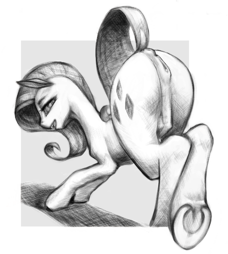 animal_genitalia anus ass_up butt cutie_mark female feral genitals hooves looking_at_viewer presenting pussy raised_tail solo tail teats underhoof anchors_art_studio friendship_is_magic hasbro my_little_pony rarity_(mlp) equid equine horse mammal alpha_channel greyscale monochrome