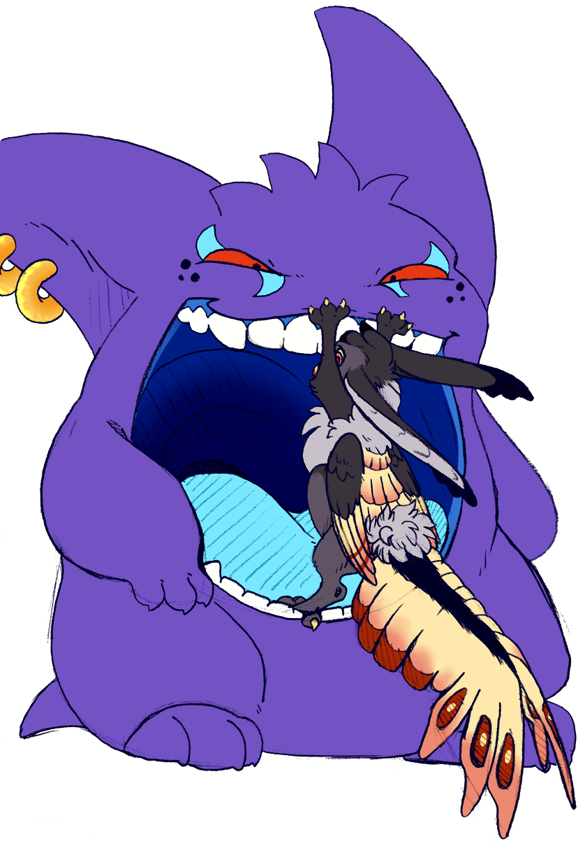 feral open_mouth simple_background transparent_background vore thornbeast nintendo pokemon generation_1_pokemon gengar pokemon_(species) alpha_channel hi_res