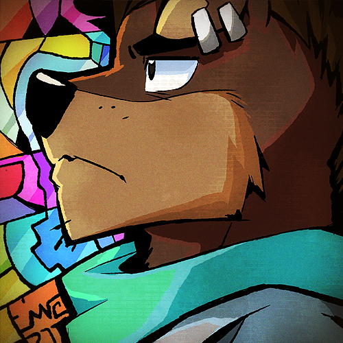 anthro black_eyes black_nose brown_body brown_fur countershade_face countershading ear_piercing eyebrows floppy_ears fur looking_forward male markings piercing side_view snout solo tan_markings thick_eyebrows super-tuler 1:1 cel_shading headshot_portrait icon low_res portrait shaded