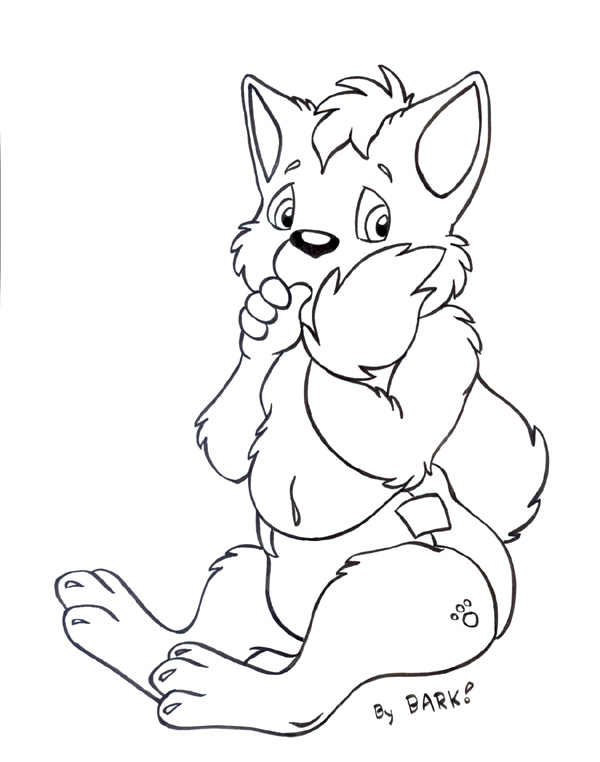 anthro biped clean_diaper clothed clothing diaper diaper_only footprint fur hair holding_tail pawprint simple_background sitting slightly_chubby solo sucking tail tail_hug tattoo thumb_suck topless wearing_diaper white_background worried young bark!_(artist) canid canine fox mammal black_and_white line_art marker_(artwork) monochrome traditional_media_(artwork)