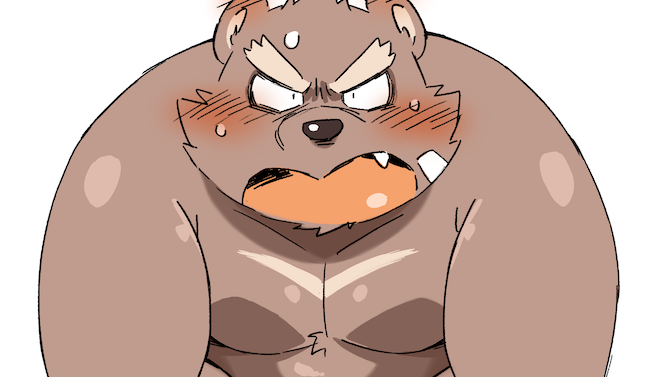 anthro blush brown_body brown_fur fur kemono male overweight overweight_anthro overweight_male simple_background solo white_background diru11 bear mammal 2020