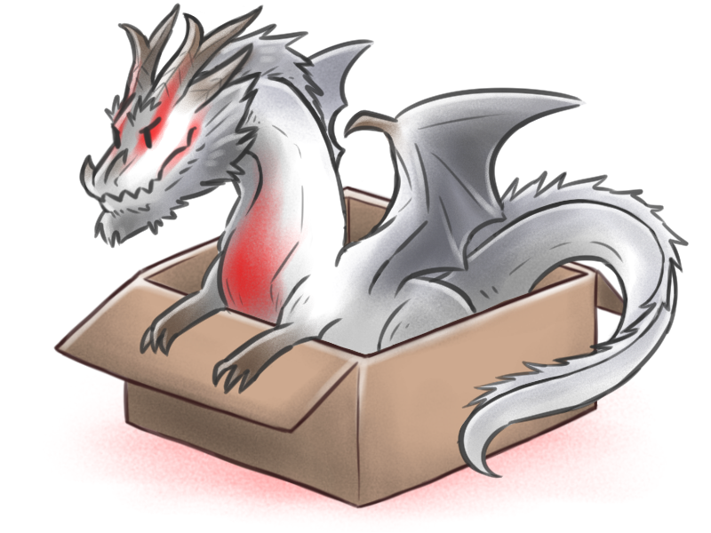 ambiguous_gender box container feral in_box in_container simple_background solo tail white_background canes-cm capcom monster_hunter mythology dragon elder_dragon fatalis mythological_creature mythological_scalie reptile scalie white_fatalis 4:3