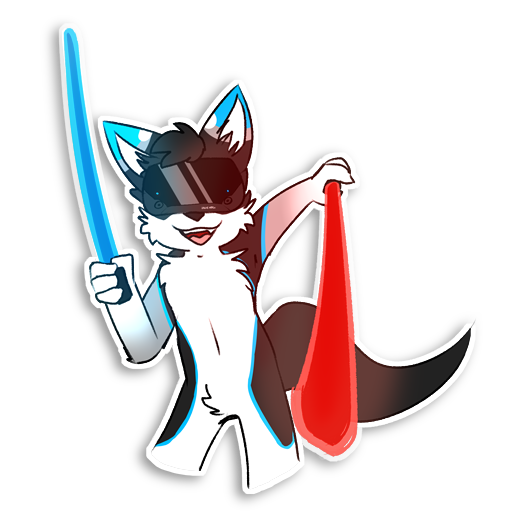 anthro black_body black_fur blue_body blue_eyes blue_fur fur male solo virtual_reality vr_headset tomofox beat_saber oculus_(brand) oculus_rift valve_index pikie_folfuwu canid canine canis fox hybrid mammal 1:1 alpha_channel