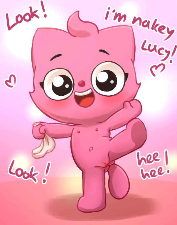 anthro blush female flat_chested genitals navel nipples nude pussy solo spread_legs spreading text young young_anthro polygon5 playkids lucy_(playkids) domestic_cat felid feline felis mammal english_text