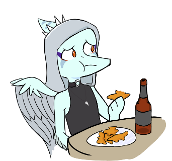 anthro blue_body bottle choker clothed clothing container dino_nugget eating eating_food feathered_wings feathers female grey_hair hair humor jewelry long_hair makeup necklace nugget orange_eyes plate simple_background solo white_background wings unknown_artist cavemanon_studios goodbye_volcano_high snoot_game space_patrol_luluco studio_trigger fang_(gvh) dinosaur prehistoric_species pterodactylus pterosaur reptile scalie low_res meme reaction_image