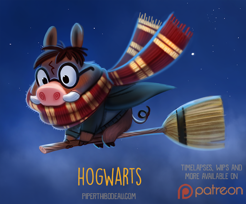 anthro bottomless broom brown_body brown_fur brown_hair cleaning_tool clothed clothing eyewear fur glasses gryffindor hair hogwarts_uniform humor male night pun scar scarf school_uniform sky solo star text tusks uniform piper_thibodeau harry_potter_(series) harry_potter domestic_pig mammal suid suine sus_(pig) digital_media_(artwork) digital_painting_(artwork) english_text