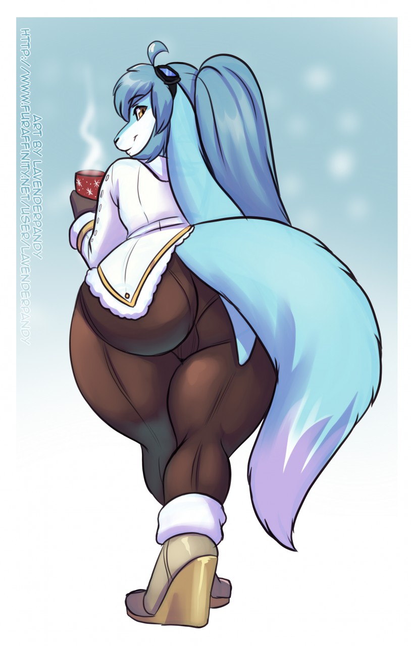 anthro big_butt bottomwear bulge butt clothed clothing crossdressing femboy form_fitting looking_back male simple_background smile solo thick_thighs tight_bottomwear tight_clothing lavenderpandy aerothefox aero_vonheart canid canine fox hybrid lagomorph leporid mammal rabbit hi_res