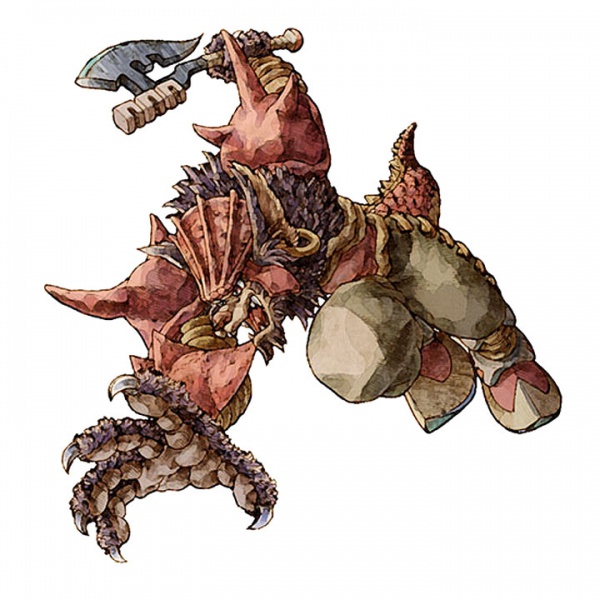 5_fingers armor axe bottomwear claws clothing ear_piercing fingers footwear holding_object holding_weapon jumping male melee_weapon open_mouth pants piercing shoes simple_background solo tail tongue weapon white_background shinichi_kameoka legend_of_mana mana_(series) square_enix larc_(mana) canid canine canis mammal wolf 1:1 official_art