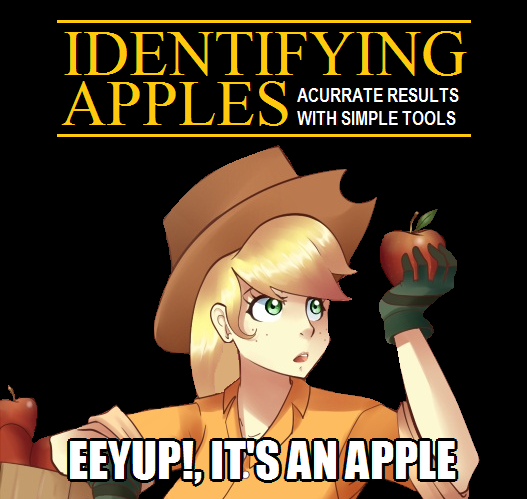 alternate_species apple black_background blonde_hair captain_obvious clothed clothing cowboy_hat eyebrows eyelashes female food freckles front_view fruit glistening glistening_body glistening_eyes glistening_hair glistening_skin gloves green_eyes hair handwear hat headgear headwear holding_food holding_object human_only humanized humor long_hair looking_aside not_furry open_mouth orange_clothing pale_skin parody pink_tongue plant red_apple shadow shirt simple_background solo teeth text the_truth tongue topwear enecoo mercenario1945 friendship_is_magic hasbro my_little_pony applejack_(mlp) human mammal 2013 english_text grandfathered_content image_macro impact_(font) meme