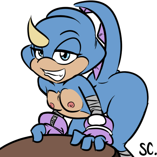 anthro blue_eyes breasts female nipples non-mammal_breasts solo thick_thighs saltcore sega sonic_the_hedgehog_(series) breeze_the_chameleon fan_character chameleon lizard meller's_chameleon reptile scalie 1:1 2011