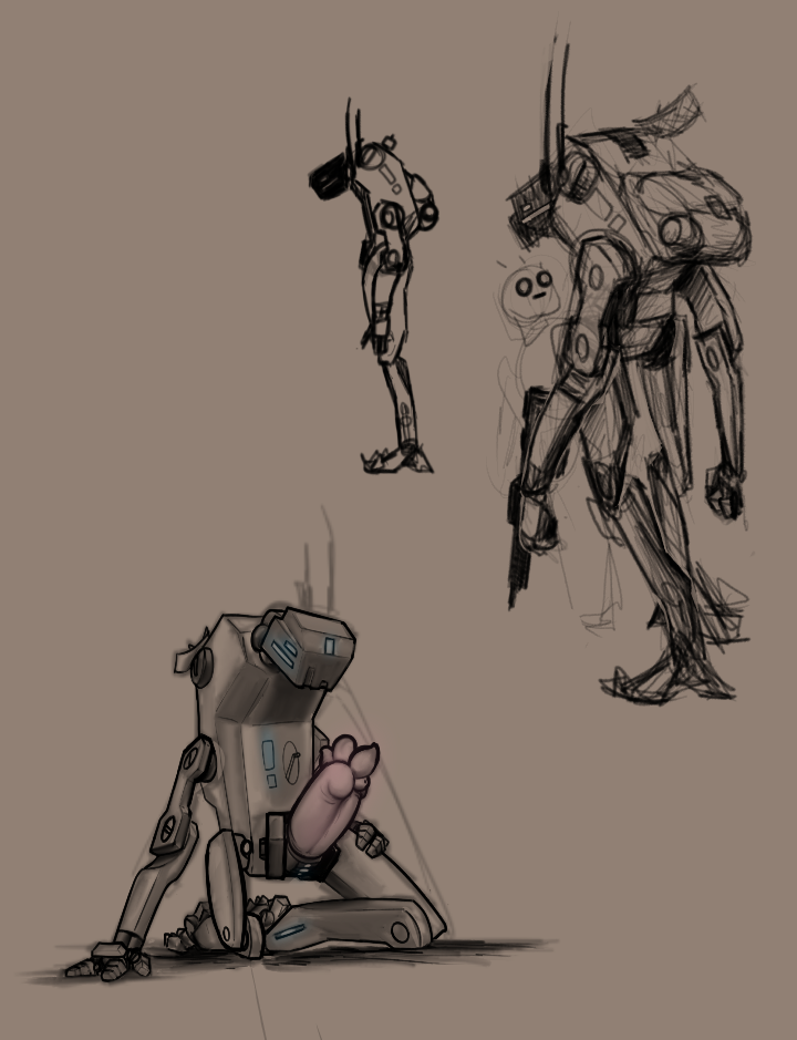 backpack big_penis crazy_cock_bumps duo genitals glowing gun keep_clean_(verdrusk) kneeling machine male penis presenting ranged_weapon rifle sitting solo_focus weapon verdrusk robot digital_media_(artwork) model_sheet sketch