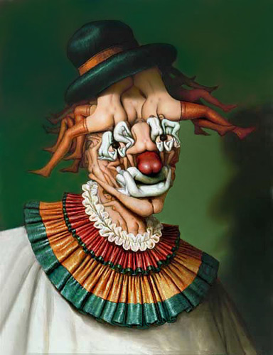 butt clothing clown creepy female legwear mostly_nude nightmare_fuel not_furry painting smile solo soul_devouring_eyes stockings uncanny_valley what andre_martins_de_barros legion human mammal formal_art low_res