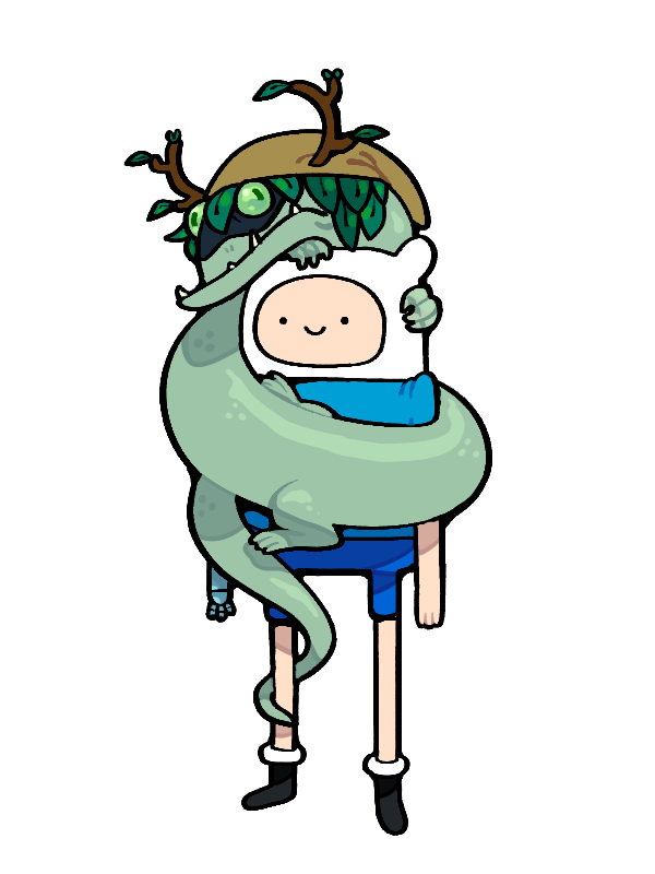 alternate_species ambiguous_gender antlers boots bottomwear claws clothing dot_eyes duo feral feralized footwear furrification hat headgear headwear horn leaf leaf_hair mechanical_arm plant plant_hair pseudo_hair shirt shoes shorts simple_eyes smile standing tail_wrapped toony topwear discount-supervillain adventure_time cartoon_network finn_the_human huntress_wizard human lizard mammal reptile scalie 3:4