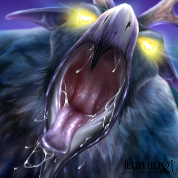 ambiguous_gender beak bodily_fluids drooling druid feathers gaping_mouth glowing glowing_eyes magic_user mouth_shot open_mouth palate saliva solo tongue tribal_spellcaster jocarra blizzard_entertainment warcraft humanoid moonkin 1:1 2010