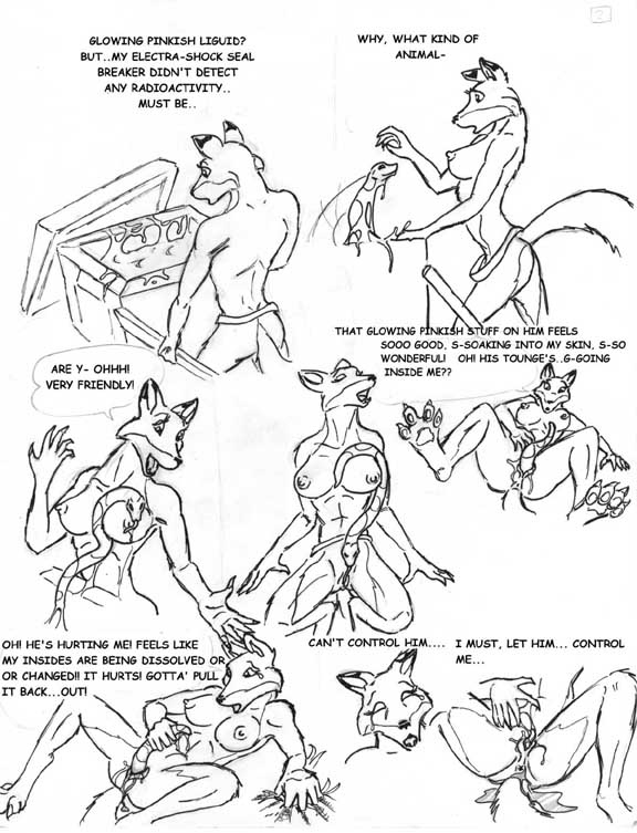 anthro feet female feral forced genitals infected infestation parasite pawpads paws penetration pussy slime soles solo text toes alyn_gryphon c-snake canid canine fox mammal living_(disambiguation) black_and_white comic english_text monochrome