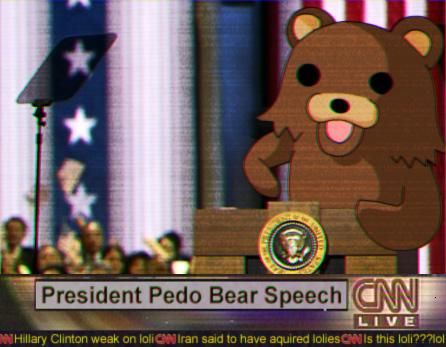 american_flag anthro electronics flag group male politics president real solo_focus television text united_states_of_america third-party_edit unknown_artist cnn pedobear bear human mammal english_text low_res meme shopped