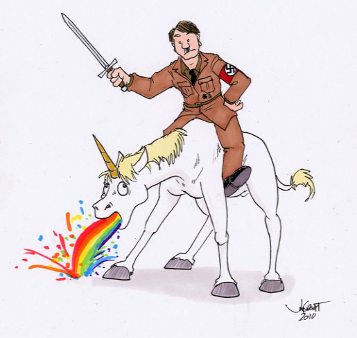 bodily_fluids dictator duo feral horn male melee_weapon nazi parody quadruped rainbow riding simple_background straddling sword tail technicolor_yawn unimpressed vomit vomiting vomiting_on_ground weapon what white_background rabbi-tom mythology real_world adolf_hitler equid equine human mammal mythological_creature mythological_equine unicorn 2010