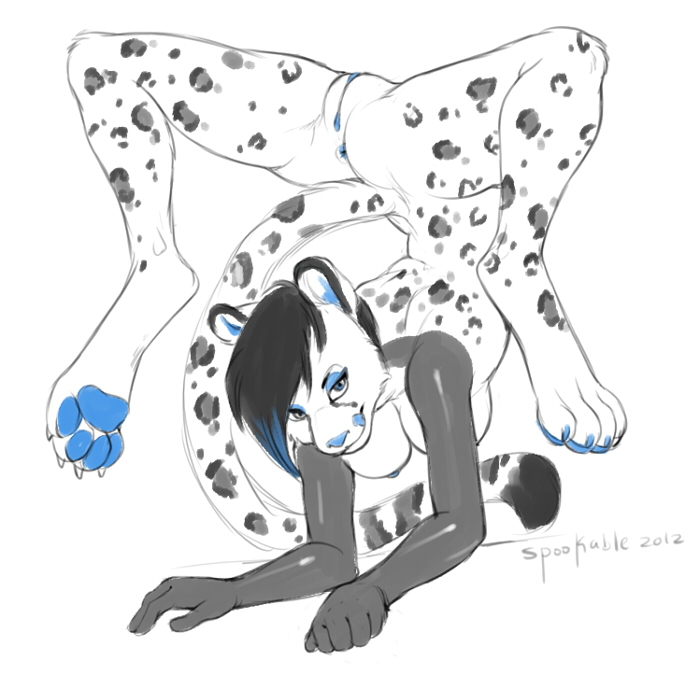 anthro anus breasts feet female flexible genitals hindpaw leopard_spots licking licking_lips licking_own_lips looking_at_viewer nude paws pose presenting pussy self_lick solo spots tail tongue tongue_out spookable xdamonwolfx naomi_volt felid leopard mammal pantherine snow_leopard sketch