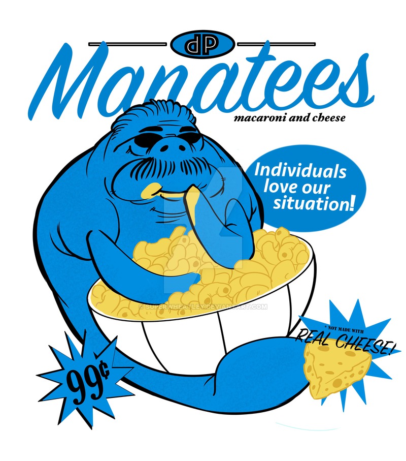 ambiguous_gender cheese cheese_wedge dairy_products eyewear facial_hair food liquid_cheese macaroni macaroni_and_cheese mustache pasta simple_background solo text white_background superwheatley drunken_peasants the_manatee mammal manatee marine sirenian digital_media_(artwork) english_text