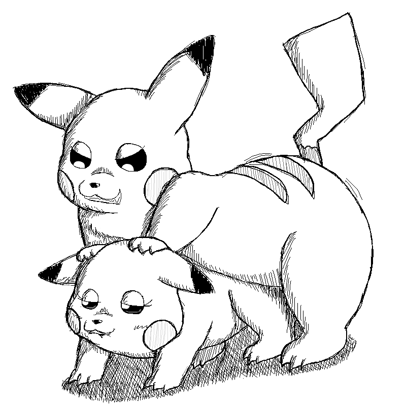 all_fours bite biting_lip blush doggystyle duo female feral from_behind_position humping male male/female narrowed_eyes raised_tail sex simple_background tail wafflefox nintendo pokemon generation_1_pokemon pikachu pokemon_(species) 1:1 2014 black_and_white monochrome