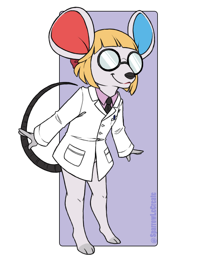 anthro blue_inner_ear bottomless clothed clothing coat eyewear female glasses lab_coat red_inner_ear solo topwear ittybittymomo animal_crossing nintendo petri_(animal_crossing) mammal mouse murid murine rodent