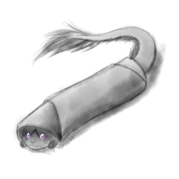 :3 ambiguous_gender blanket_burrito feral humor looking_at_viewer purple_eyes simple_background smile solo conditional_dnp ratte legacy_(ratte) mythology akyri dragon hybrid mythological_creature mythological_scalie onene scalie 1:1 2015 digital_media_(artwork) monochrome sketch