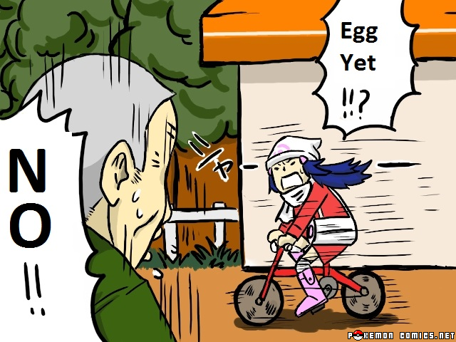 beanie bicycle blue_hair clothed clothing cycling daycare dialogue duo exclamation_point female grey_hair hair hat headgear headwear humor interrobang male not_furry question_mark scarf text vehicle unknown_artist nintendo pokemon dawn_(pokemon) pokemon_trainer human mammal 4:3 comic english_text grandfathered_content japanese_text