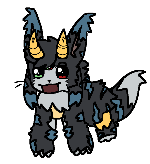 2_horns 3_eyes ambiguous_gender animal_skin black_body black_fur black_paws black_tail blue_body blue_fur border feral fluffy fluffy_tail fur green_eyes head_tuft heterochromia horn multi_eye multicolored_body multicolored_fur multicolored_skin neck_tuft open_mouth red_eyes solo striped_body striped_fur stripes tail transparent_border tuft two_tone_body two_tone_fur two_tone_skin white_body white_fur cybrrexo_(artist) bandai_namco digimon garabumon lune_(blackgatomon) tbh_(character) blackgatomon digimon_(species) felid feline gabumon gatomon hybrid mammal scalie tbh_creature 2024 alpha_channel digital_drawing_(artwork) digital_media_(artwork) male_(lore)