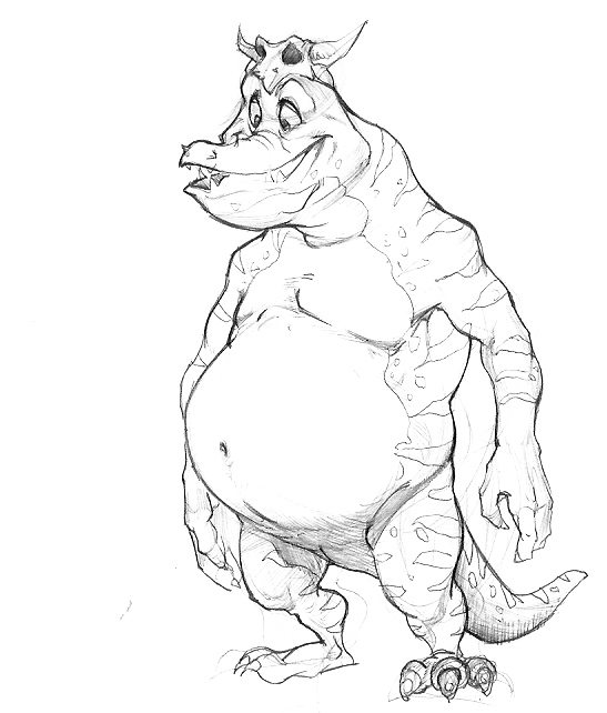 anthro belly big_belly male muscular navel overweight solo canson donkey_kong_(series) donkey_kong_64 nintendo k_lumsy crocodilian kremling reptile scalie 2009 monochrome