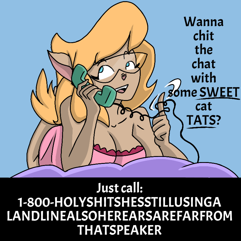 4_fingers anthro big_breasts black_eyebrows black_text blonde_hair blue_background blue_eyes breasts cleavage clothed clothing curved_eyebrows electronics eyebrows eyelashes eyewear female female_anthro fingers glasses hair holding_object holding_phone humanoid_hands humor iris landline_phone long_hair looking_aside lying motion_lines motion_outline nightgown no_pupils number on_front open_mouth open_smile phone pink_clothing pink_inner_ear pink_nightgown pink_nose pink_tongue pointy_ears prick_ears question simple_background small_nose smile solo tan_body teeth text text_emphasis thin_eyebrows three-quarter_view tongue twirling underline white_text yes-no_question manwithnobats third-party_edit hanna-barbera swat_kats callie_briggs domestic_cat felid feline felis mammal 1:1 2023 color_edit colored digital_drawing_(artwork) digital_media_(artwork) english_text