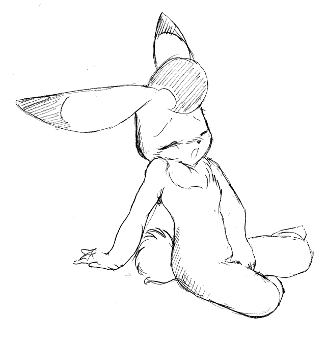 1990s_theme anthro female kemono looking_pleasured masturbation solo enneko osamu_tezuka the_amazing_3 captain_bokko lagomorph leporid mammal rabbit monochrome