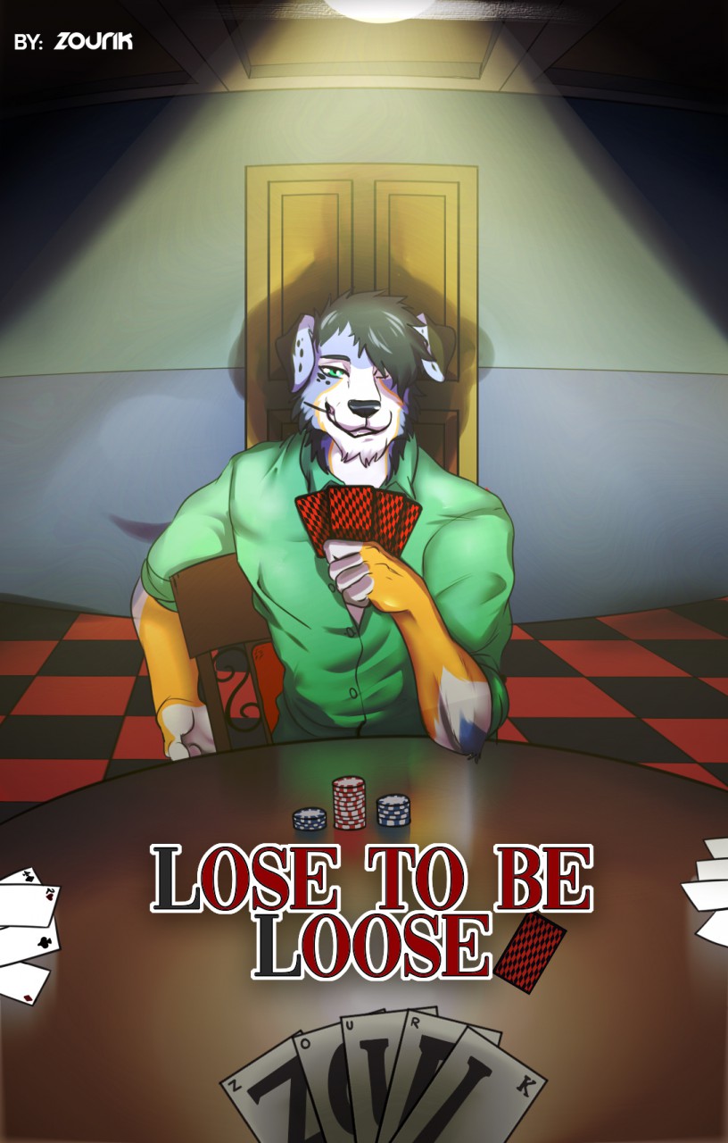 anthro black_hair blue_body blue_fur card chair clothing confident fur furniture gambling green_clothing green_eyes green_shirt green_topwear grin hair male multicolored_body multicolored_fur orange_body orange_fur playing playing_card poker poker_chip shadow shirt sitting smile solo table text toothpick topwear white_body white_fur zourik ryan_(zourik) canid canine canis domestic_dog husky mammal nordic_sled_dog spitz comic cover cover_art cover_page english_text hi_res