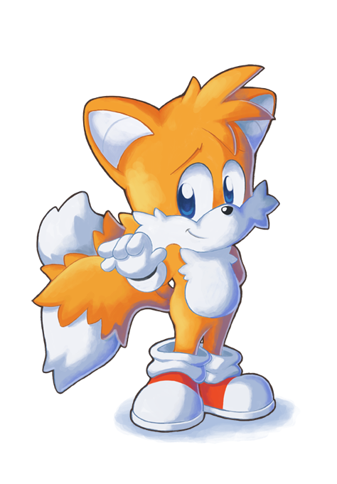 ambiguous_gender anthro blue_eyes clothing footwear fur gloves handwear simple_background smile solo young young_anthro air-city sega sonic_the_hedgehog_(series) miles_prower canid canine fox mammal male_(lore)