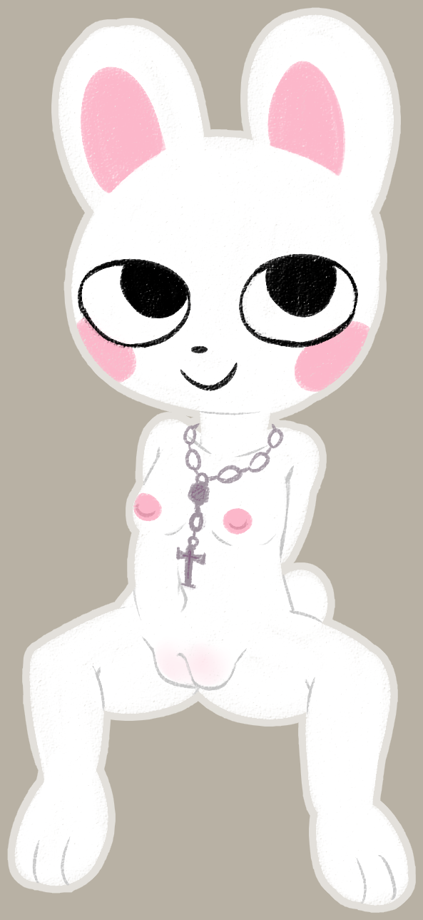 3_toes anthro areola black_eyes blush body_blush breasts closed_smile collarbone feet female fur hands_behind_back jewelry loli looking_at_viewer mouth_closed navel necklace nipples no_pupils nude pendant pink_inner_ear pussy_blush sitting small_breasts smile smiling_at_viewer solo spread_legs spreading tail toes white_body white_fur white_sclera young young_anthro young_female heshieokf rental_(game) umi_(rental) lagomorph leporid mammal rabbit 2025 colored digital_media_(artwork) hi_res