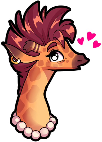 ear_piercing ear_ring eyelashes female gem heart_symbol jewelry long_neck markings mole_(marking) necklace pearl_(gem) pearl_necklace piercing ring_piercing simple_background solo white_background javanshir giraffe_mom giraffe giraffid mammal headshot_portrait portrait