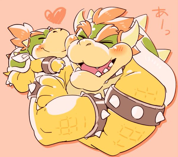 anthro bracelet claws duo hair heart_symbol horn jewelry male muscular muscular_male open_mouth red_hair shell size_difference smile spiked_bracelet spikes teeth 1boshi mario_bros nintendo bowser bowser_jr. koopa scalie 2016 father_(lore) father_and_child_(lore) father_and_son_(lore) parent_(lore) parent_and_child_(lore) parent_and_son_(lore) son_(lore)