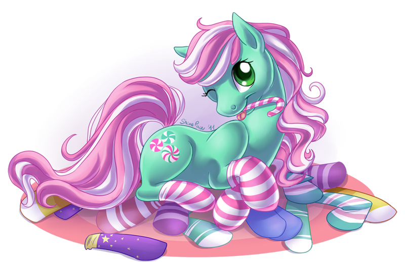 candy candy_cane clothing crossed_hooves cutie_mark dessert female feral food footwear green_body green_eyes hair legwear lying multicolored_hair one_eye_closed pink_hair pre-g4 quadruped simple_background smile socks solo tail tongue tongue_out transparent_background two_tone_hair white_hair wink shinepaw a_very_minty_christmas hasbro mlp_g3 my_little_pony my_little_pony_(2003) minty_(mlp_g3) equid equine horse mammal pony 2011 alpha_channel