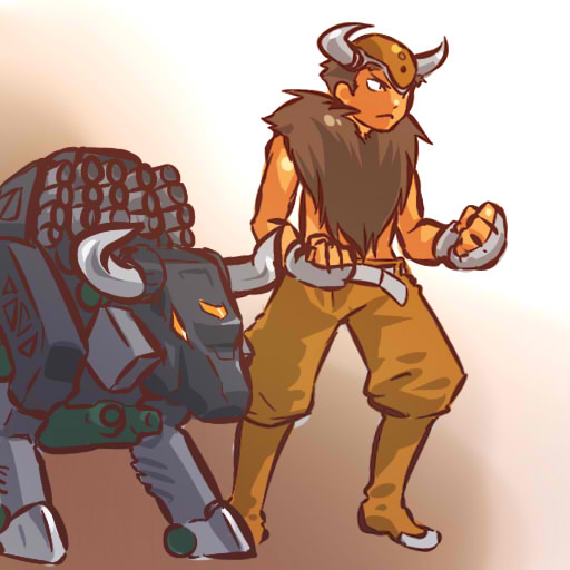 alternate_species bottomwear brown_hair clothing cosplay dibison duo hair humanized male pants short_hair hitec nintendo pokemon zoids generation_1_pokemon human mammal pokemon_(species) tauros zoid 1:1