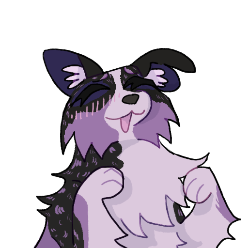 ambiguous_gender black_body black_fur feral fur purple_body purple_fur simple_background smile solo transparent_background guncht canid canine canis domestic_dog mammal 1:1 alpha_channel bust_portrait portrait