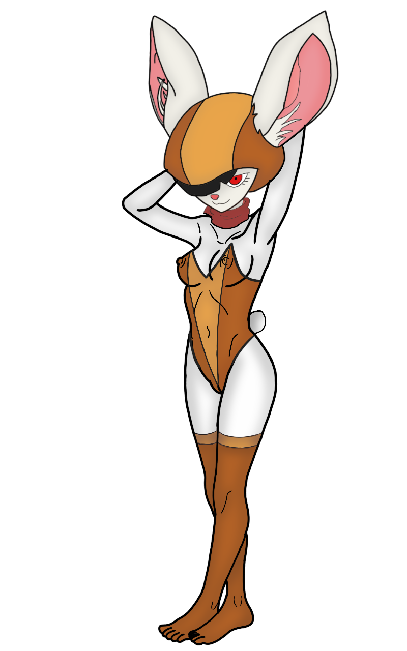 anthro clothing female hat headgear headwear leotard long_socks nipples red_eyes scarf solo dullehan dragon_ball dragon_ball_super sorrel_(dragon_ball_super) lagomorph leporid mammal rabbit 5:8 alpha_channel hi_res