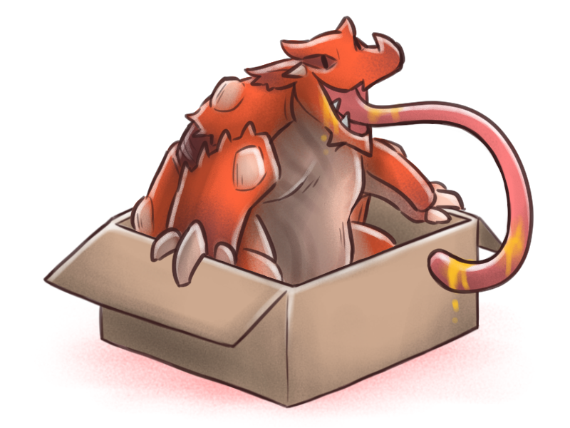 ambiguous_gender box cardboard cardboard_box container feral in_box in_container simple_background solo tongue white_background canes-cm capcom if_it_fits_i_sits_(meme) monster_hunter primatius volvidon 4:3 meme