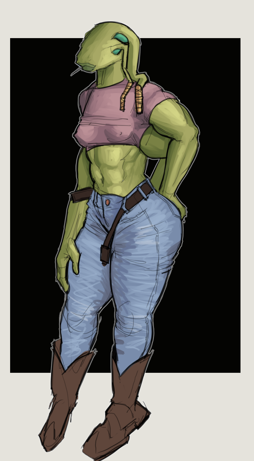 4_arms 4_eyes abs belt big_butt blue_eyes boots bottomwear breasts butt clothing cowboy_boots crop_top denim denim_bottomwear denim_clothing erect_nipples female footwear green_body green_skin head_tentacle huge_butt jeans multi_arm multi_eye multi_limb muscular muscular_female muscular_thighs navel nipples open_belt pants shirt shoes small_breasts solo thick_thighs tight_clothing tight_shirt tight_topwear toothpick topwear wide_hips md34 kilmandy_8_(md34) alien alien_humanoid humanoid posthuman terebra hi_res