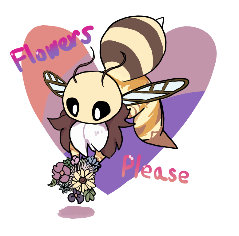 anthro bisexual_pride_colors chibi flower heart_symbol lgbt_pride male plant pride_colors solo text wings sudonoun teev_(sudonoun) arthropod bee hymenopteran insect