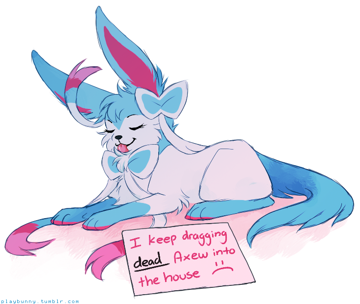 ambiguous_gender blue_hair conversational_sign eyes_closed feral hair highlighted_text humor paws pink_hair placard ribbons sign simple_background sitting smile solo text text_emphasis tongue tongue_out underline white_background princessharumi dogshaming nintendo pokemon eeveelution generation_6_pokemon pokemon_(species) shiny_pokemon sylveon 2014 english_text meme