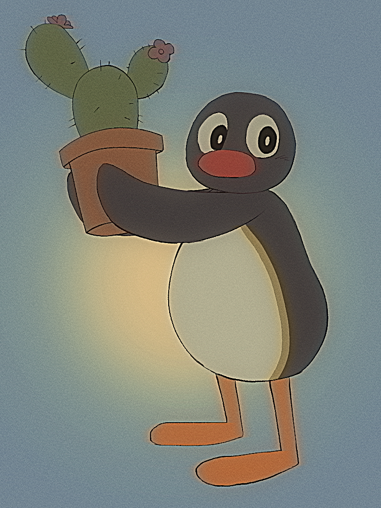 ambiguous_anthro ambiguous_gender anthro biped cactus countershade_torso countershading flower holding_object plant plant_pot potted_plant solo doggie358 cc-by-nc-sa creative_commons pingu avian bird penguin 3:4 male_(lore)