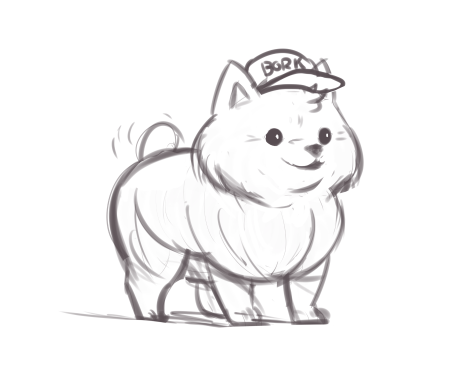 ambiguous_gender baseball_cap clothing feral fur hat headgear headwear mostly_nude raised_tail simple_background solo tail tail_motion tailwag white_background kekitopu gabe_the_dog american_eskimo canid canine canis domestic_dog hybrid mammal pomeranian spitz 2017 black_and_white digital_drawing_(artwork) digital_media_(artwork) low_res monochrome sketch