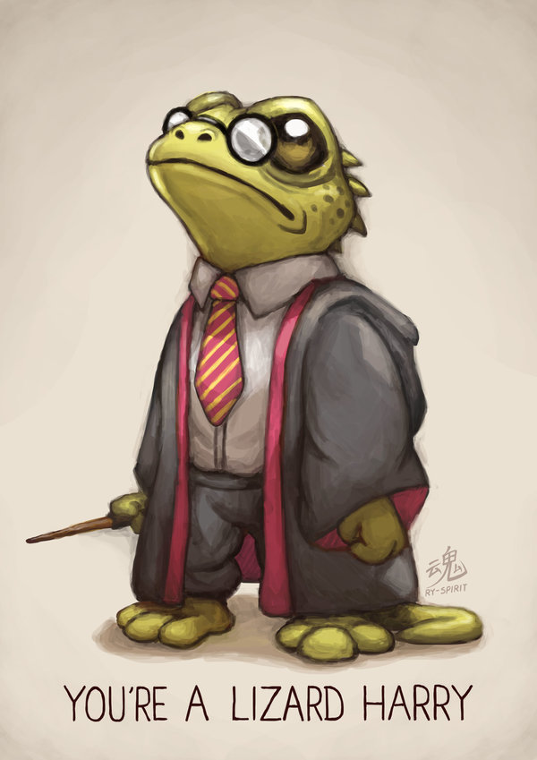 3_toes alternate_species anthro barefoot clothing eyewear feet glasses gloves gryffindor handwear hogwarts_uniform male necktie robe school_uniform simple_background solo text toes uniform wand ry-spirit harry_potter_(series) harry_potter lizard reptile scalie 2018 english_text signature