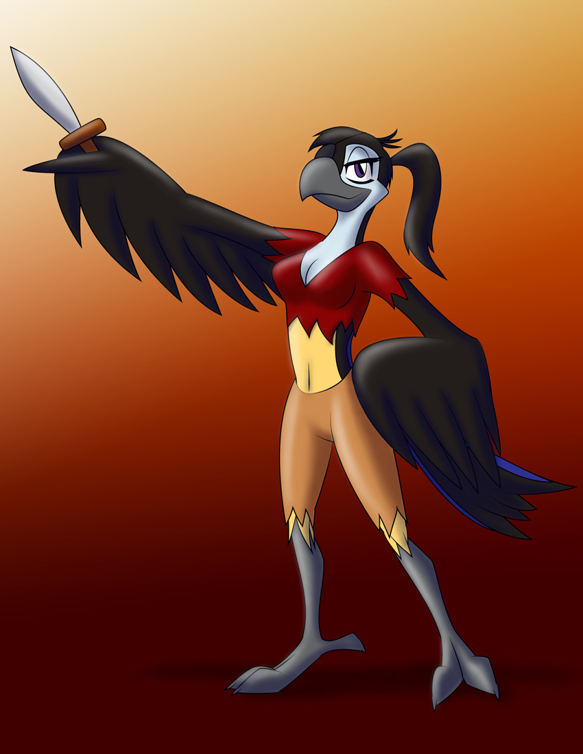 anthro beak bedroom_eyes black_body black_feathers breasts eyebrows eyelashes feathered_wings feathers feet female half-closed_eyes narrowed_eyes non-mammal_breasts pose seductive simple_background solo talons toes wings whitephoenix52 feather_6 ria_(sammfeatblueheart) avian bird